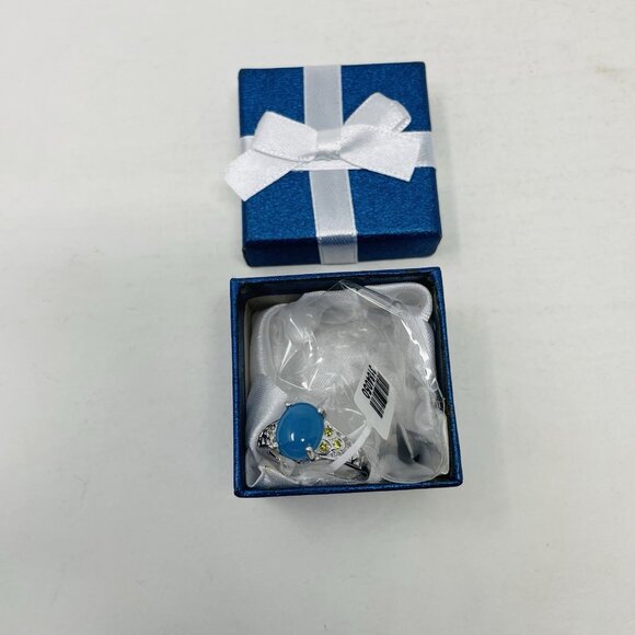 Karis Size 10 Burmese Blue Jade Simulated Peridot Platinum Bond Brass Ring 5029 - Picture 6 of 6